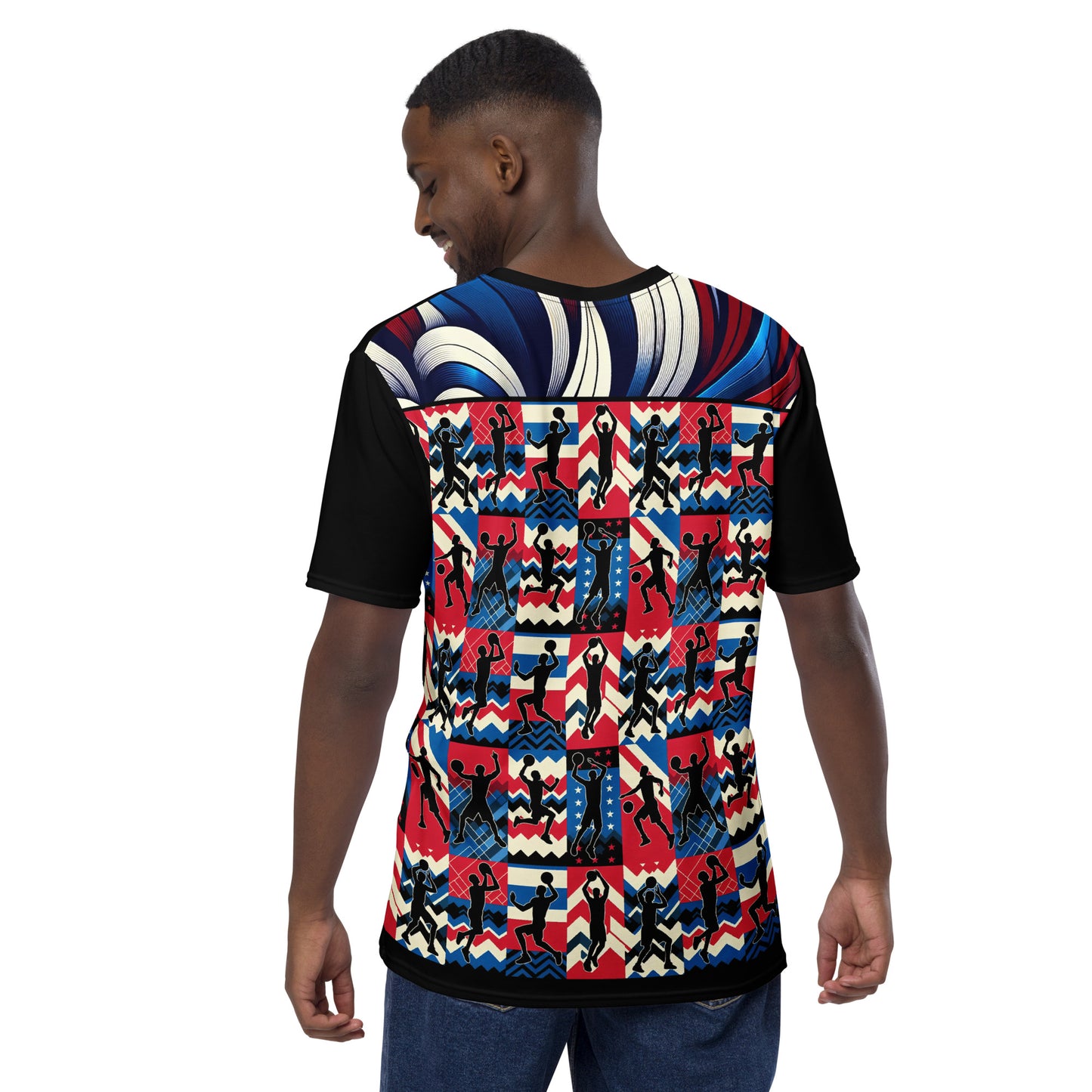 'Basketball Silhouette' All-Over-Print Polyester Men's Short Sleeve Basketball Shirt