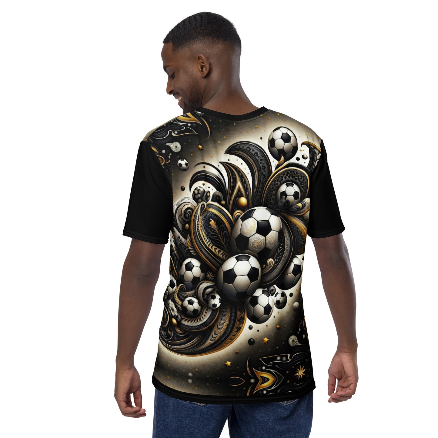 'Paisley Soccer Cluster' All-Over-Print Polyester Men's Short Sleeve Soccer Shirt