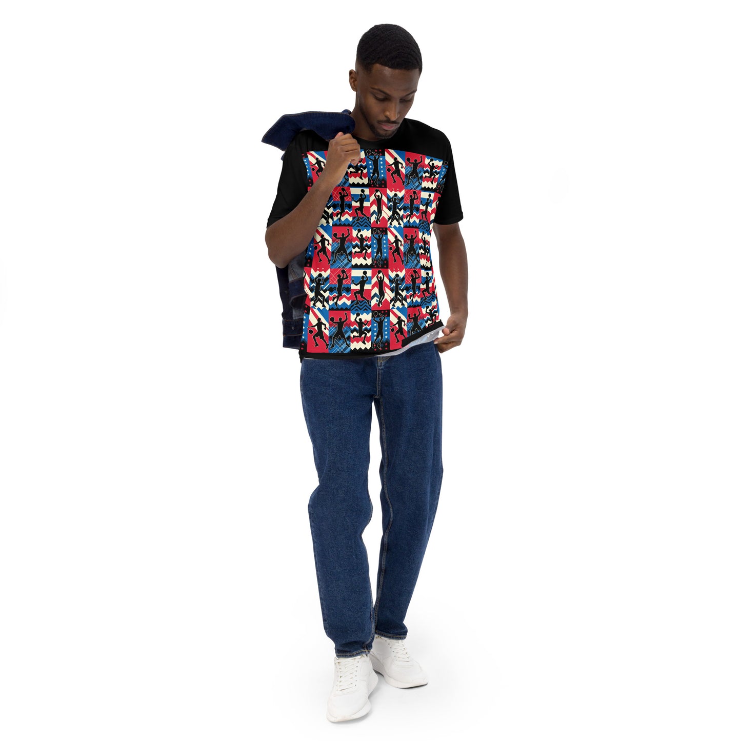 'Basketball Silhouette' All-Over-Print Polyester Men's Short Sleeve Basketball Shirt