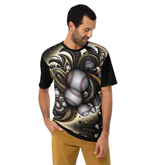 'Paisley Baseball Cluster' All-Over-Print Polyester Men's Short Sleeve Baseball Shirt