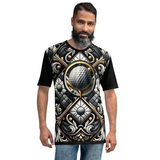 'Teeing Off Fancy' All-Over-Print Polyester Men's Short Sleeve Golf Shirt