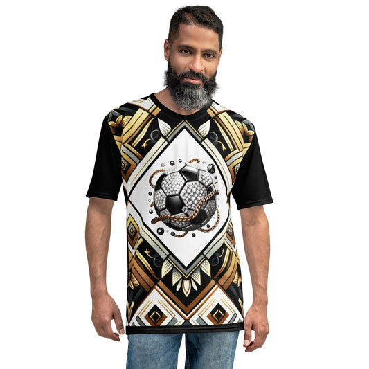 'Soccer Gold' All-Over-Print Black and Gold Polyester Men's Short Sleeve Soccer Shirt