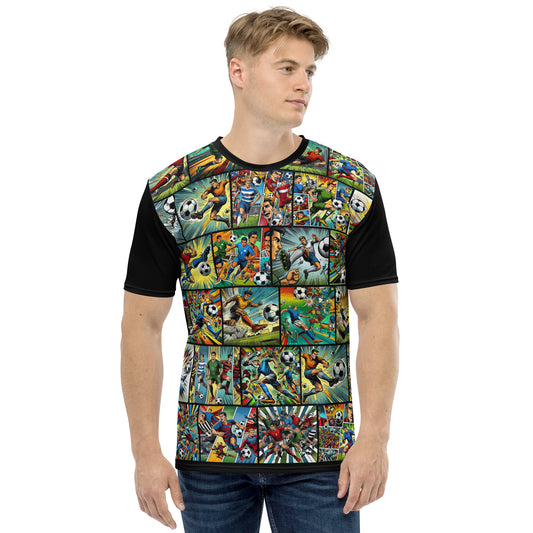 'Soccer Hero Comics' All-Over-Print Multi-Colored Polyester Men's Short Sleeve Soccer Shirt