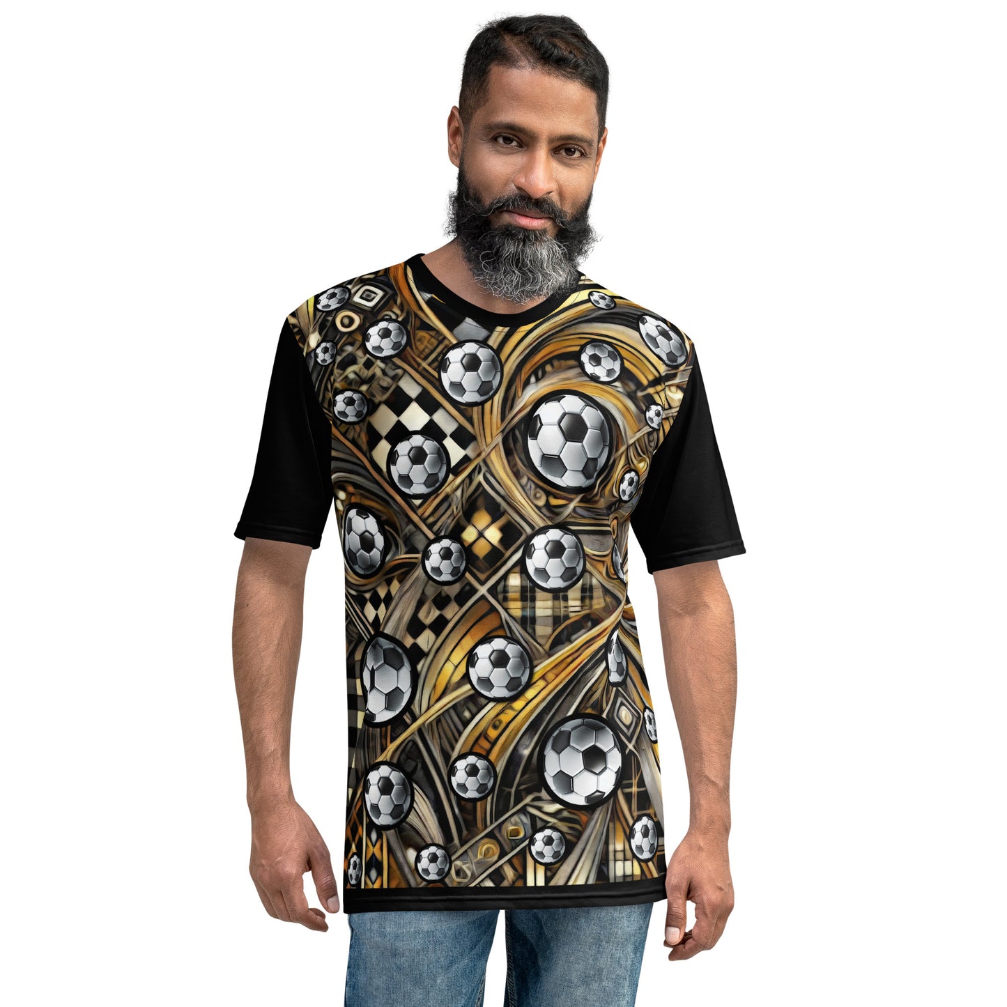 'Gold Soccer Express' All-Over-Print Polyester Men's Short Sleeve Soccer Shirt