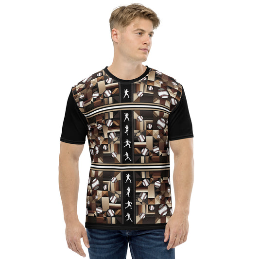 'Geometric Baseball' All-Over-Print Polyester Men's Short Sleeve Baseball Shirt