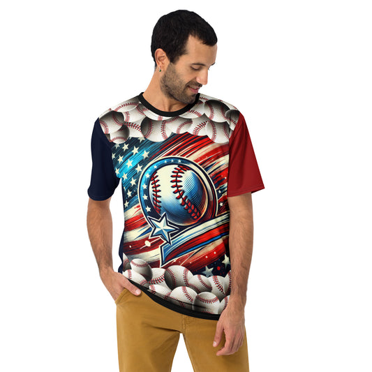 'American Ball' All-Over-Print Polyester Men's Short Sleeve Baseball Shirt