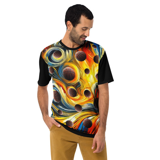 'Vibrant B-Ball Ways' All-Over-Print Polyester Men's Short Sleeve Basketball Shirt