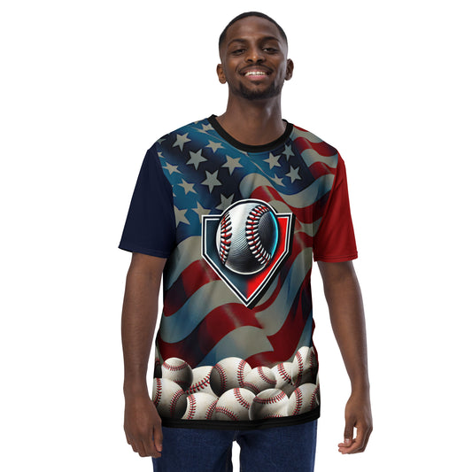 'American Made Game' All-Over-Print Polyester Men's Short Sleeve Baseball Shirt