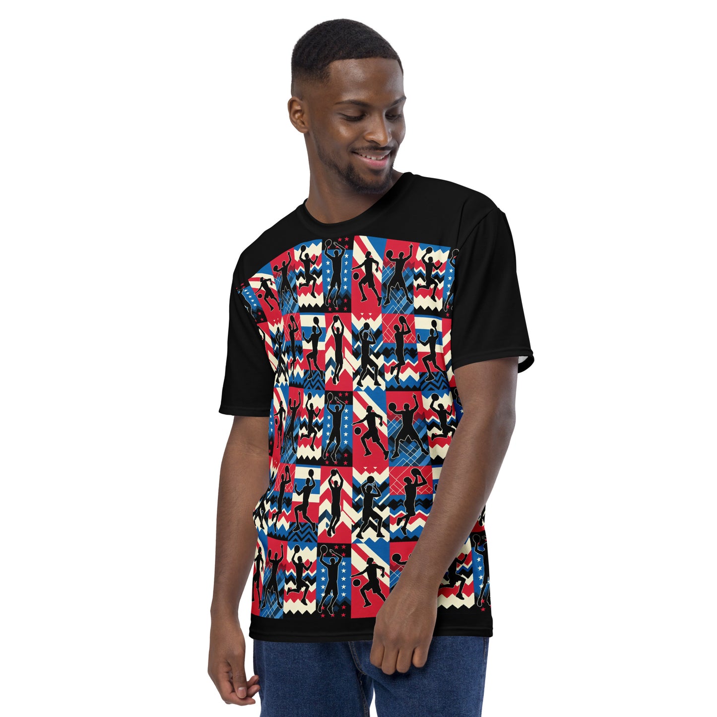 'Basketball Silhouette' All-Over-Print Polyester Men's Short Sleeve Basketball Shirt