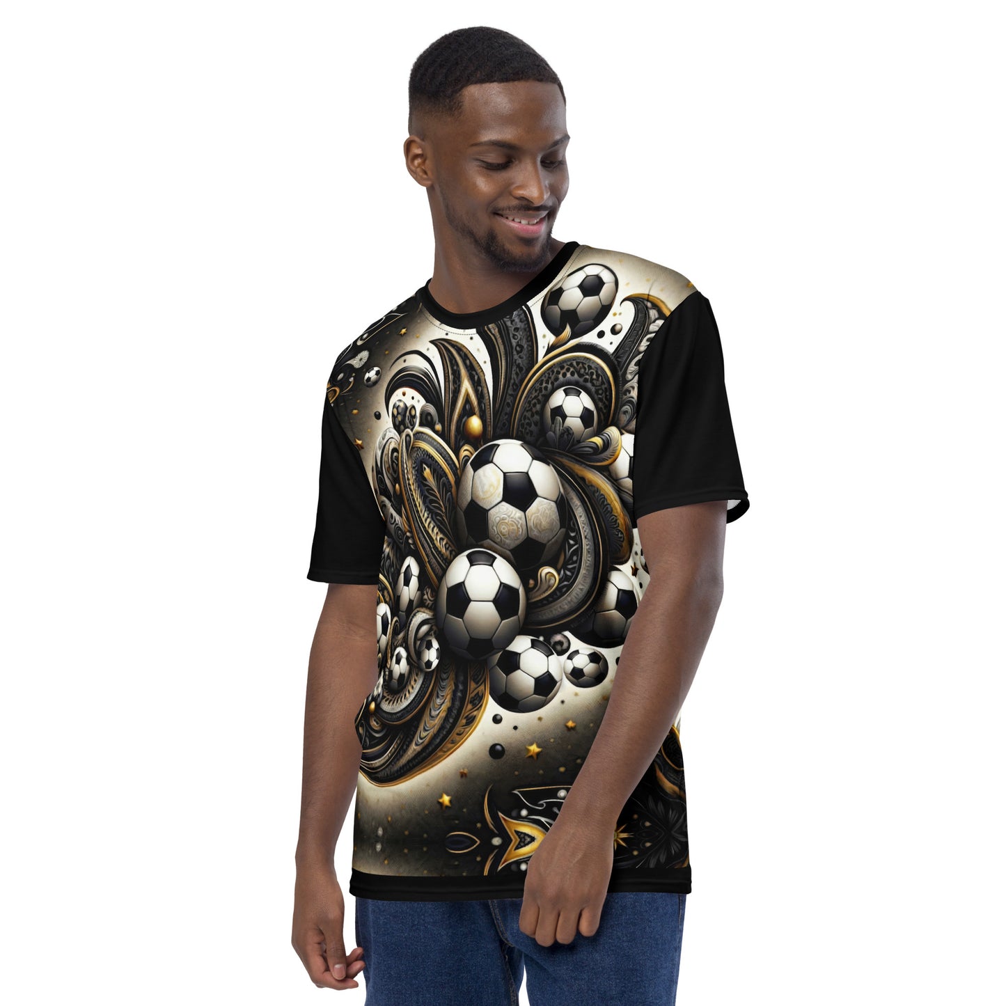 'Paisley Soccer Cluster' All-Over-Print Polyester Men's Short Sleeve Soccer Shirt