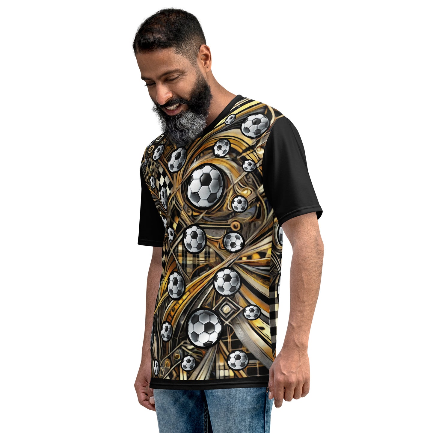 'Gold Soccer Express' All-Over-Print Polyester Men's Short Sleeve Soccer Shirt