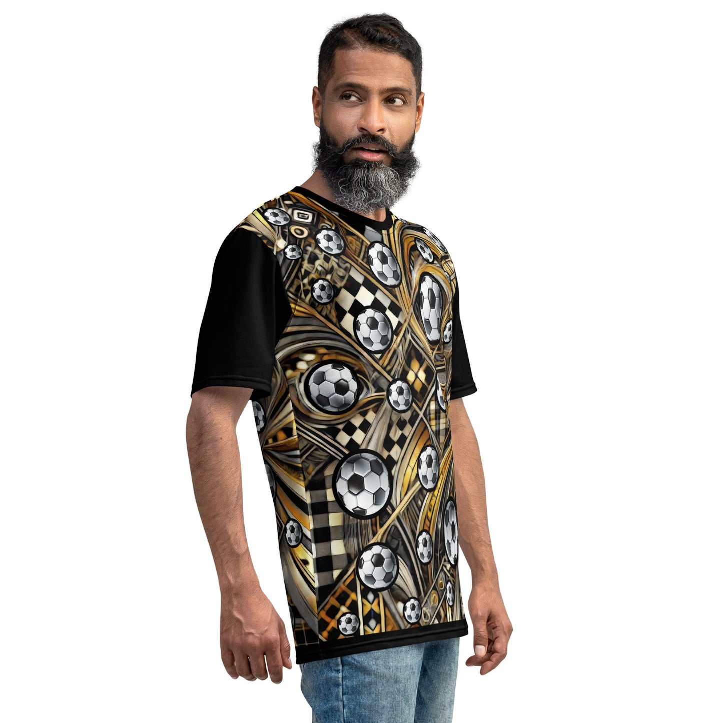 'Gold Soccer Express' All-Over-Print Polyester Men's Short Sleeve Soccer Shirt