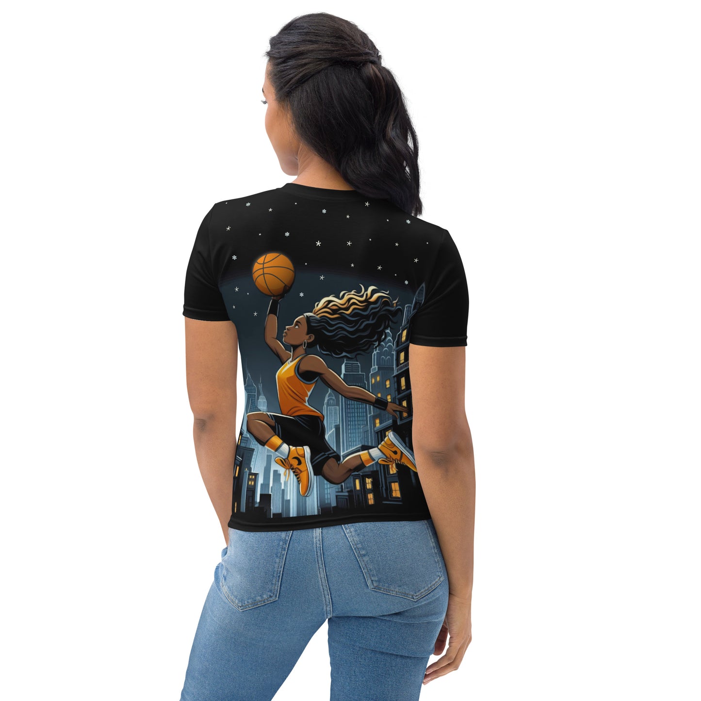 'Over the City' All-Over-Print Polyester Women's Short Sleeve Basketball Shirt