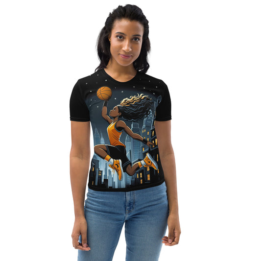 'Over the City' All-Over-Print Polyester Women's Short Sleeve Basketball Shirt