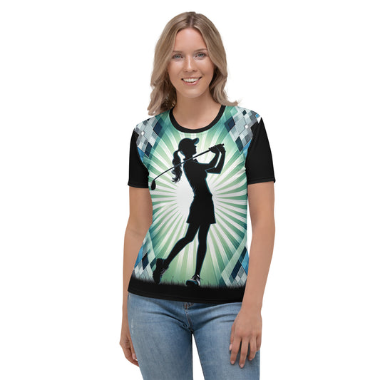 'Silhouette Swing' All-Over-Print Polyester Women's Short Sleeve Golf Shirt