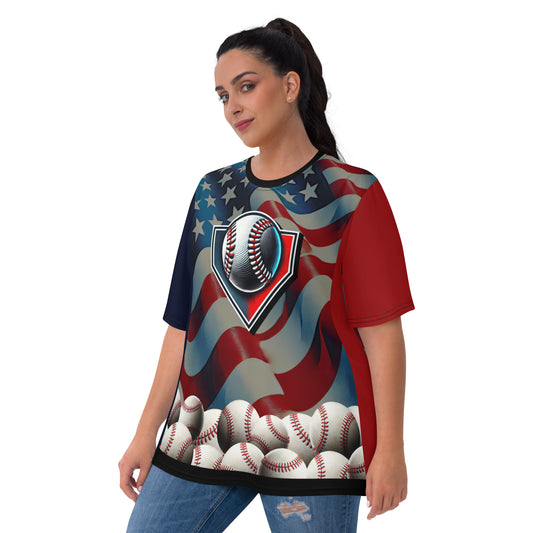 'American Made Game' All-Over-Print Polyester Women's Short Sleeve Softball Shirt