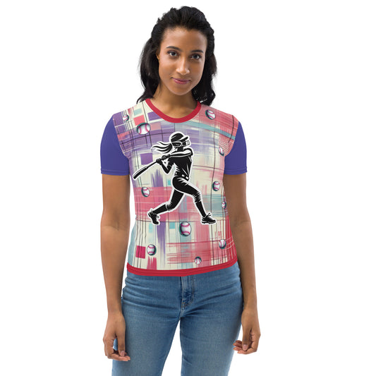 'Silhouette Swing' All-Over-Print Polyester Women's Short Sleeve Softball Shirt