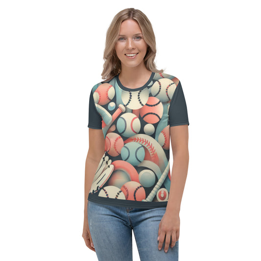 'Softballs & More' All-Over-Print Polyester Women's Short Sleeve Softball Shirt