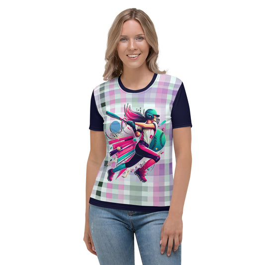 'Out of Here' All-Over-Print Polyester Women's Short Sleeve Softball Shirt