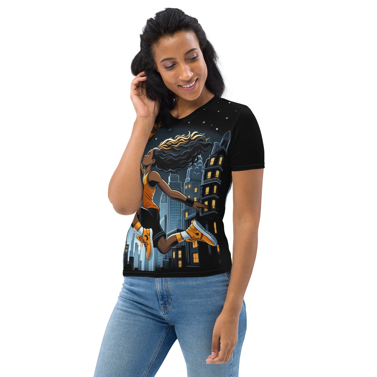 'Over the City' All-Over-Print Polyester Women's Short Sleeve Basketball Shirt