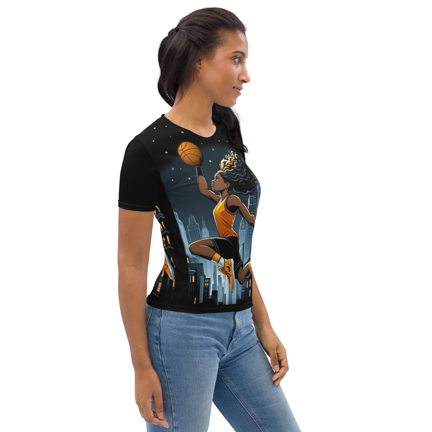 'Over the City' All-Over-Print Polyester Women's Short Sleeve Basketball Shirt