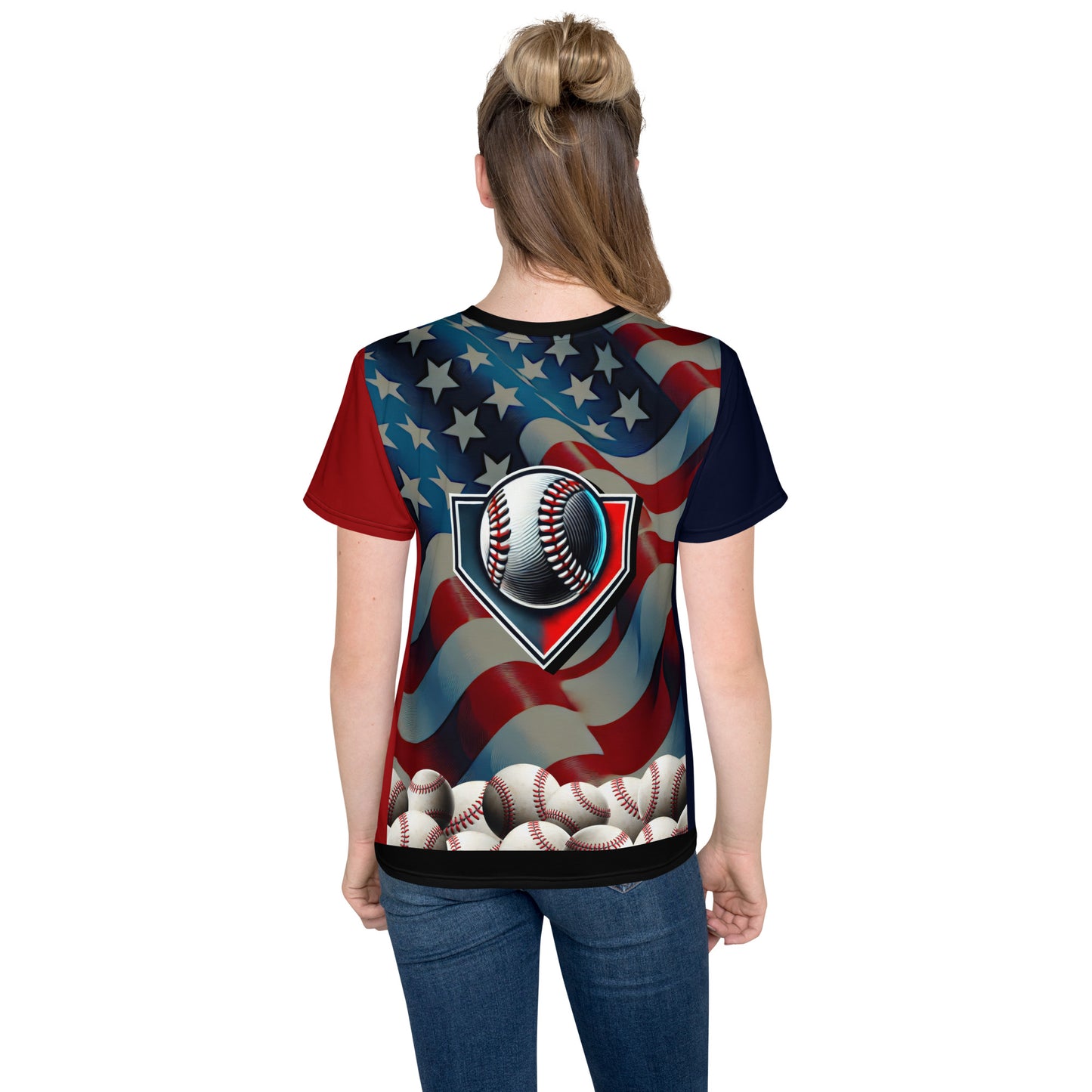 'American Made Game' All-Over-Print Polyester Girls' Short Sleeve Softball Shirt