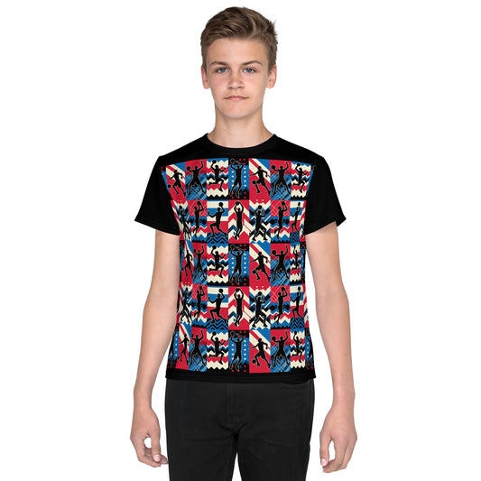 'Basketball Silhouette' All-Over-Print Polyester Boys' Short Sleeve Basketball Shirt (T-shirt)