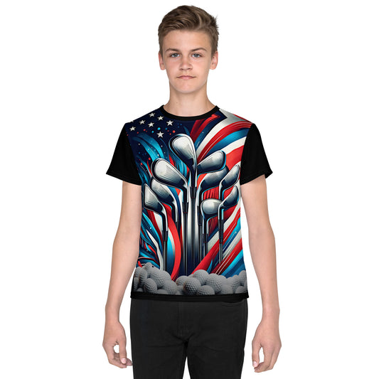 'All Set to Tee' All-Over-Print Polyester Boys' Short Sleeve Golf Shirt