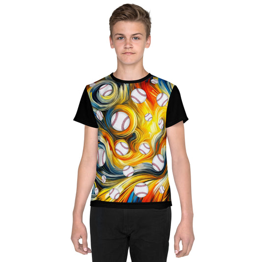 'Vibrant Ways' All-Over-Print Polyester Boys Short Sleeve Baseball Shirt