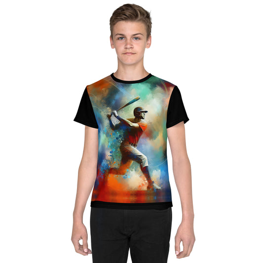 'Colorful Clouds' All-Over-Print Polyester Boy's Short Sleeve Baseball Shirt