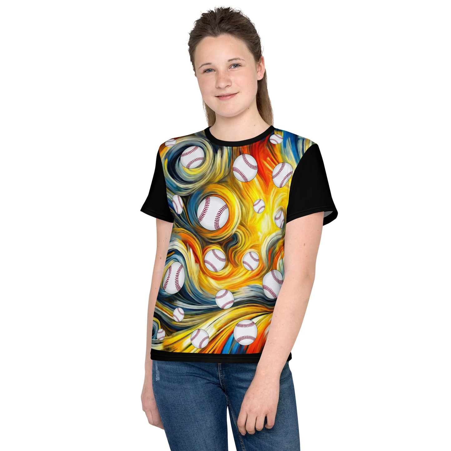 'Vibrant Ways' All-Over-Print Polyester Girls' Short Sleeve Softball Shirt