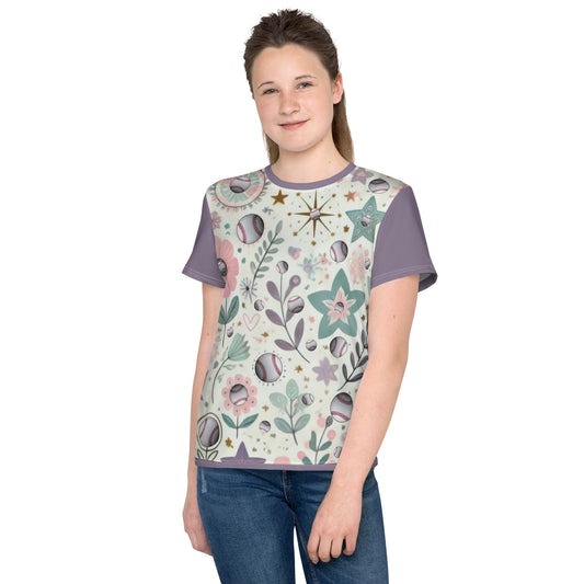 'Softballs & Girl Power' All-Over-Print Polyester Girls' Short Sleeve Softball Shirt