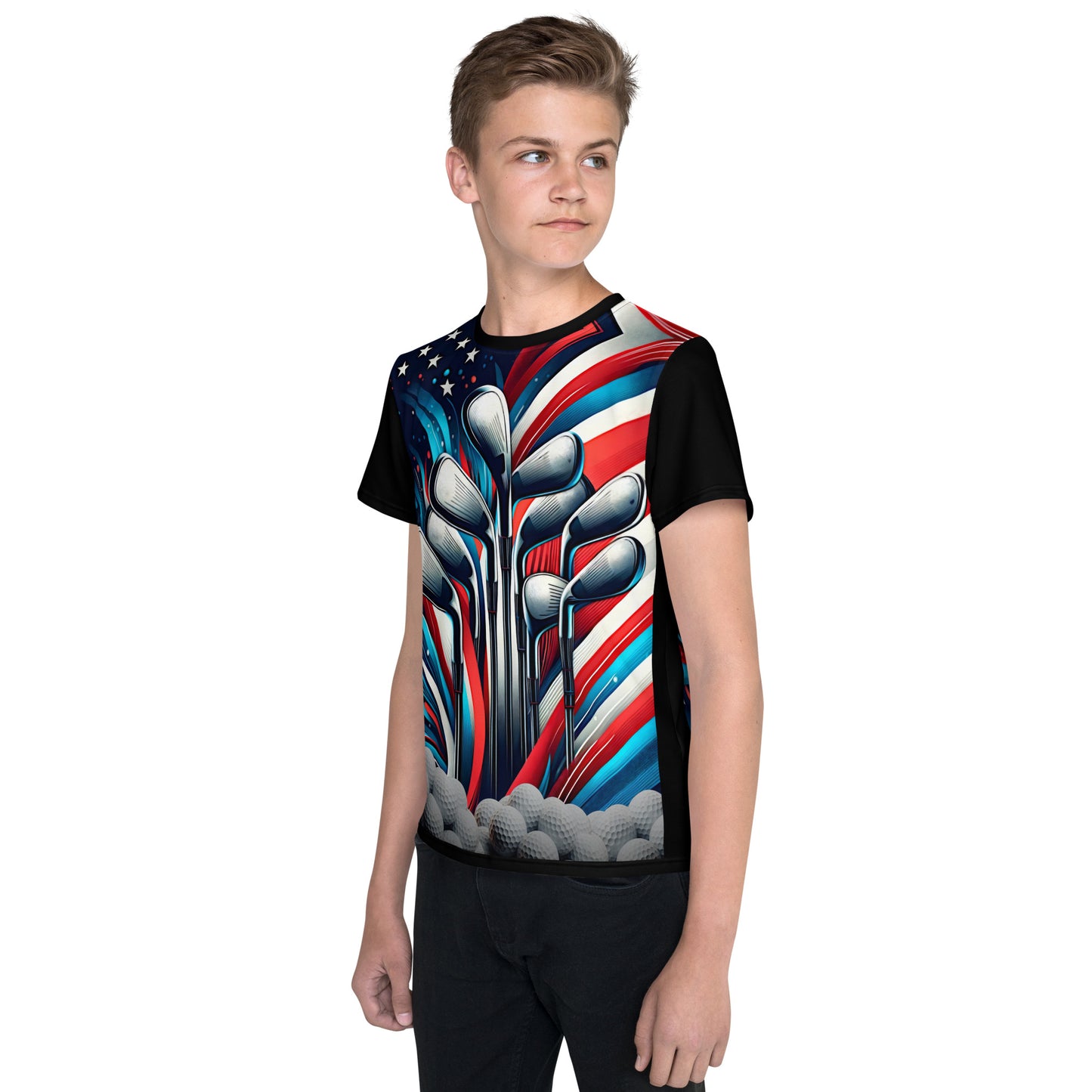 'All Set to Tee' All-Over-Print Polyester Boys' Short Sleeve Golf Shirt