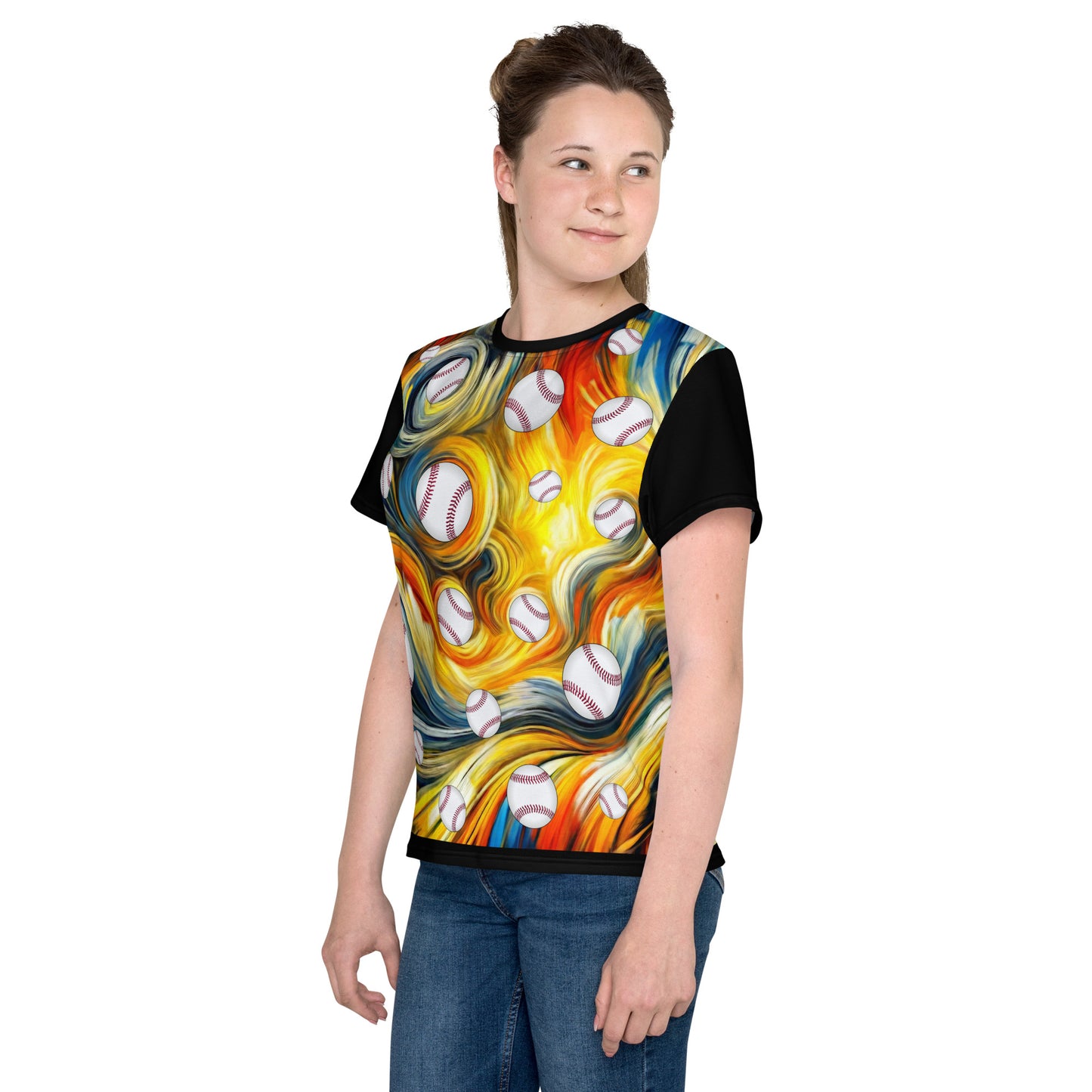 'Vibrant Ways' All-Over-Print Polyester Girls' Short Sleeve Softball Shirt