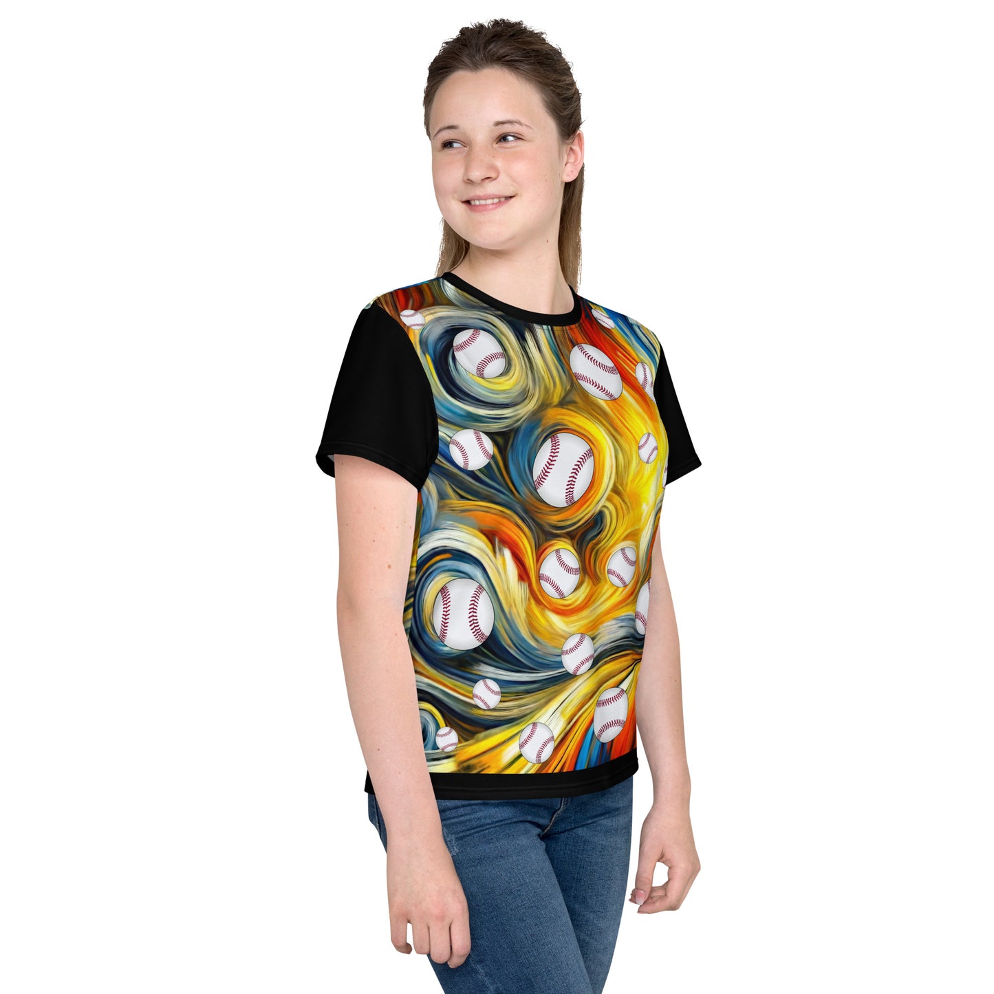 'Vibrant Ways' All-Over-Print Polyester Girls' Short Sleeve Softball Shirt